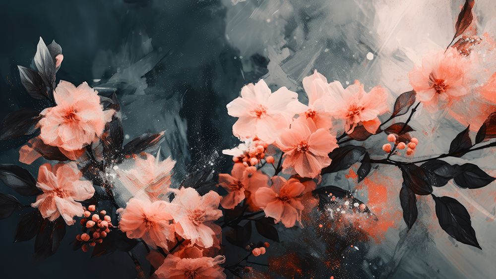 Coral Floating Blossoms art print by Treechild for $57.95 CAD