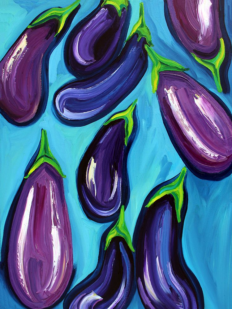 Aubergines Rain art print by Alice Straker for $57.95 CAD