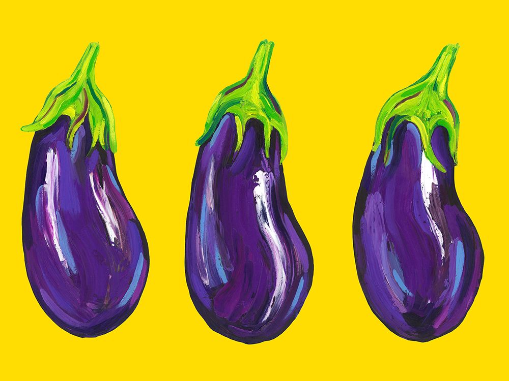 Aubergines On Yellow art print by Alice Straker for $57.95 CAD