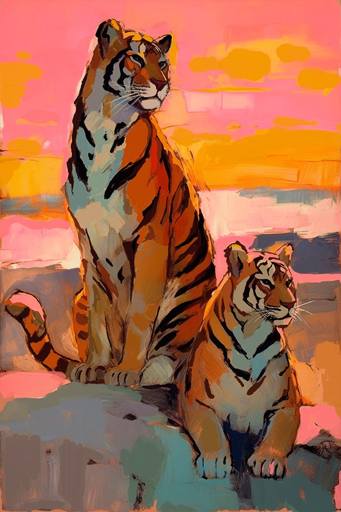 Tigers At Sunset art print by Treechild for $57.95 CAD