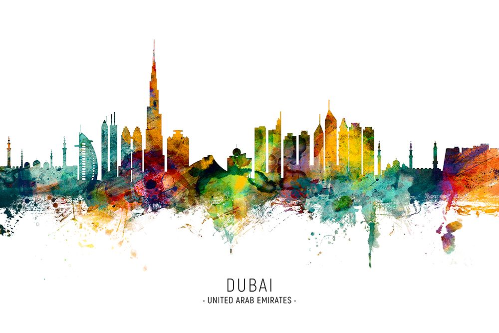 Dubai UAE Skyline art print by Michael Tompsett for $57.95 CAD