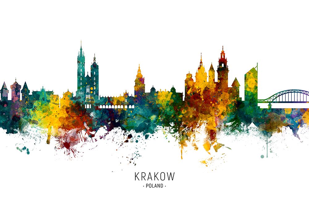 Krakow Poland Skyline art print by Michael Tompsett for $57.95 CAD