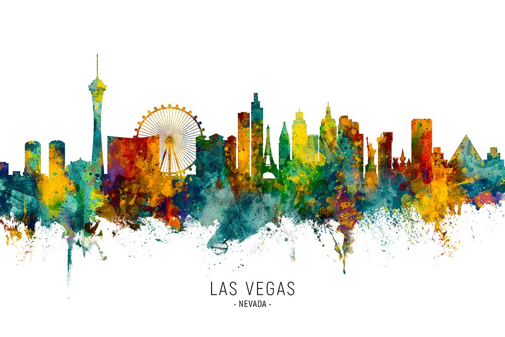 Las Vegas Nevada Skyline art print by Michael Tompsett for $57.95 CAD