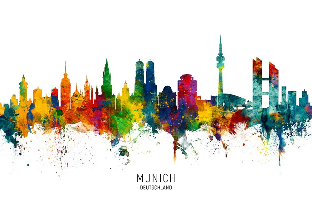 Munich Germany Skyline art print by Michael Tompsett for $57.95 CAD