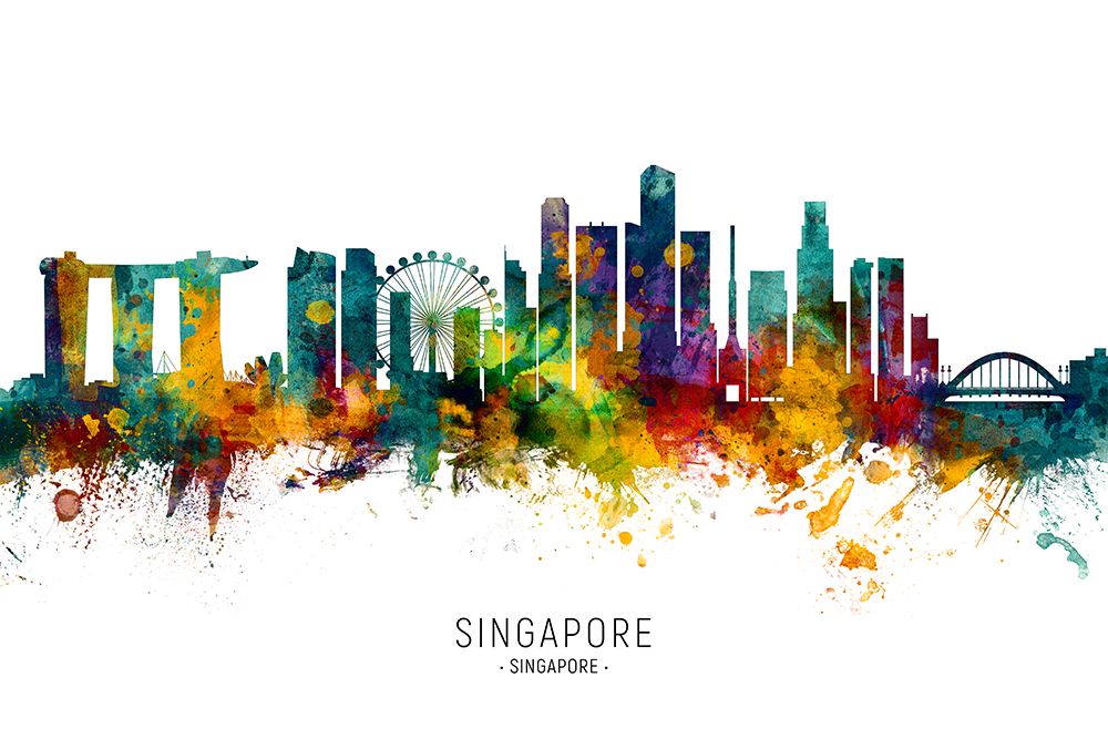 Singapore Skyline art print by Michael Tompsett for $57.95 CAD