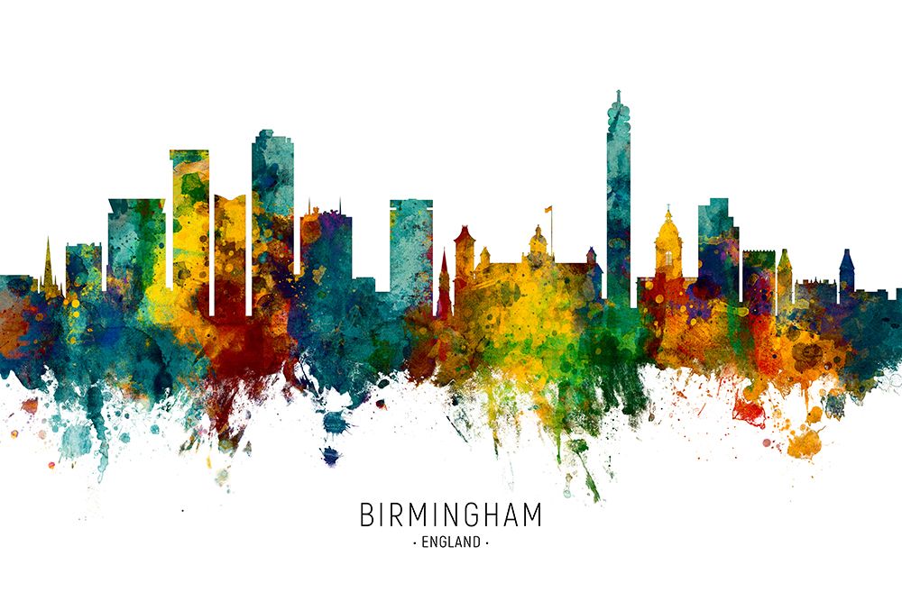 Birmingham England Skyline art print by Michael Tompsett for $57.95 CAD