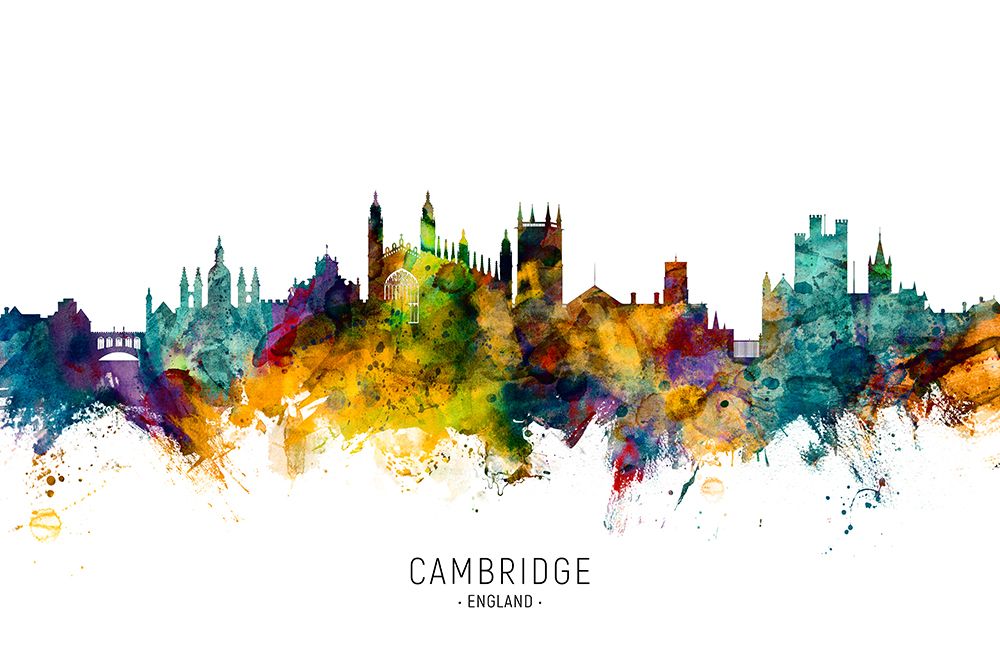 Cambridge England Skyline art print by Michael Tompsett for $57.95 CAD