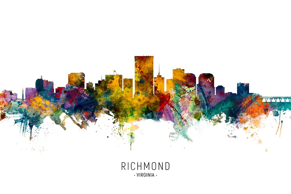 Richmond Virginia Skyline art print by Michael Tompsett for $57.95 CAD