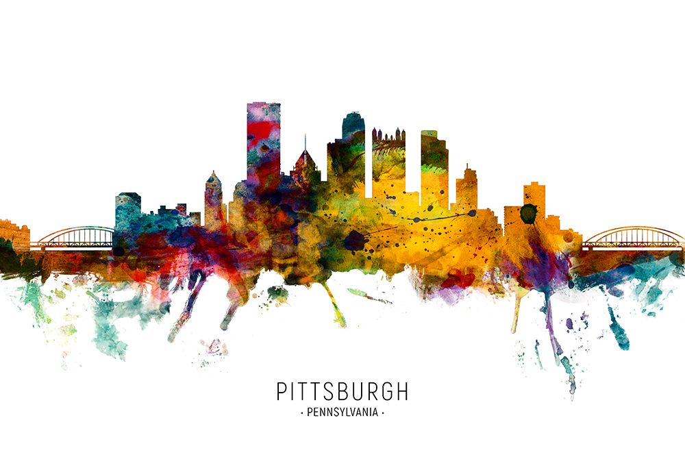 Pittsburgh Pennsylvania Skyline art print by Michael Tompsett for $57.95 CAD