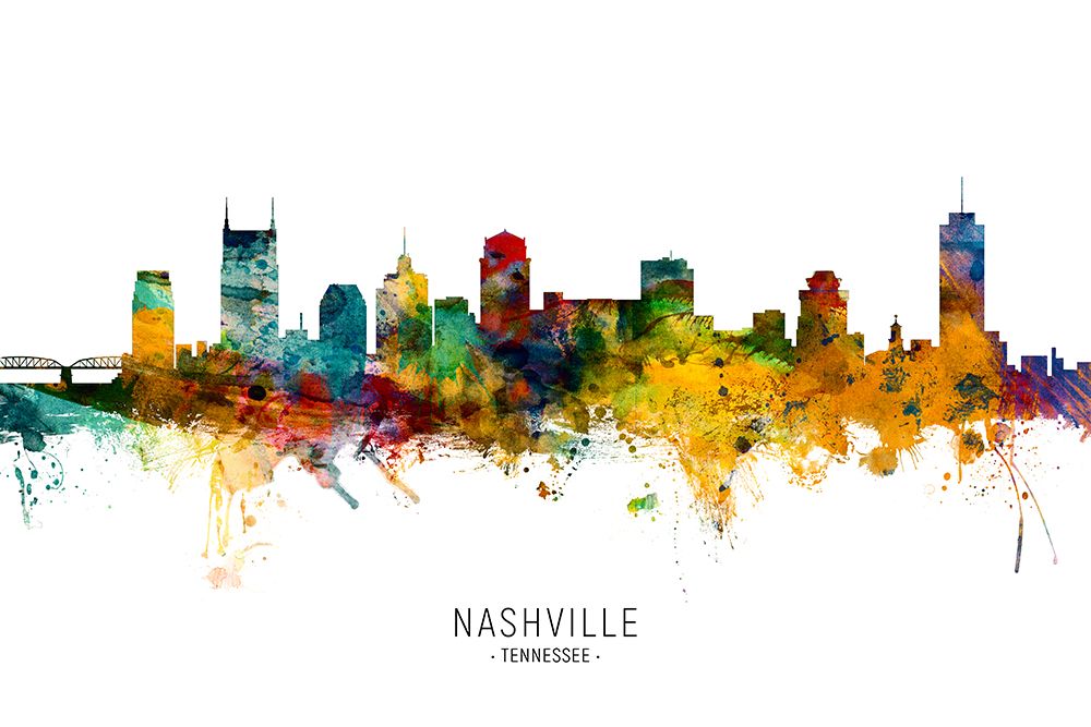 Nashville Tennessee Skyline art print by Michael Tompsett for $57.95 CAD