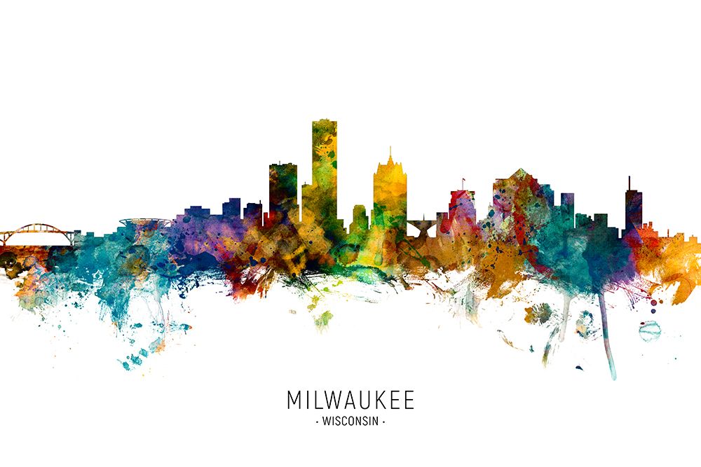 Milwaukee Wisconsin Skyline art print by Michael Tompsett for $57.95 CAD