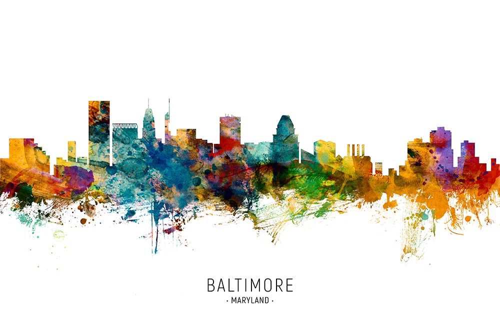 Baltimore Maryland Skyline art print by Michael Tompsett for $57.95 CAD