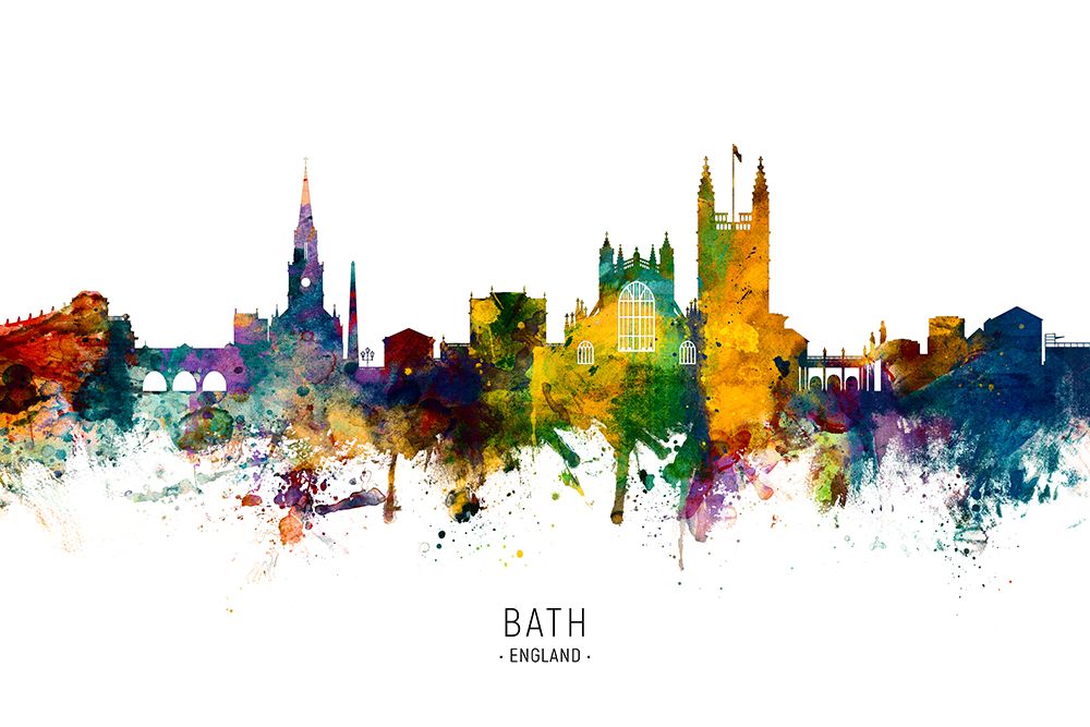 Bath England Skyline Cityscape art print by Michael Tompsett for $57.95 CAD