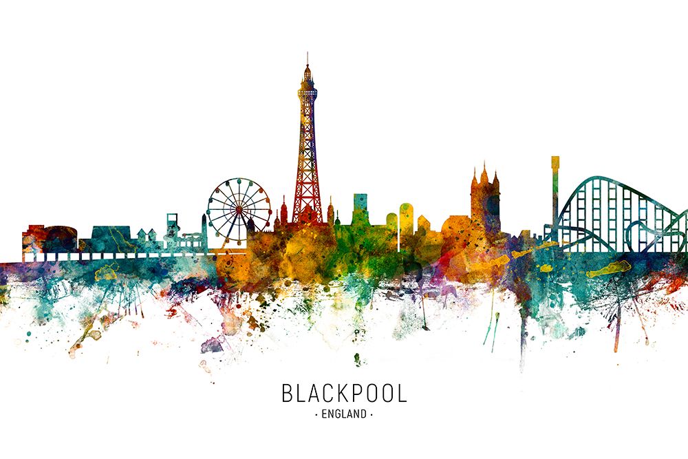 Blackpool England Skyline art print by Michael Tompsett for $57.95 CAD