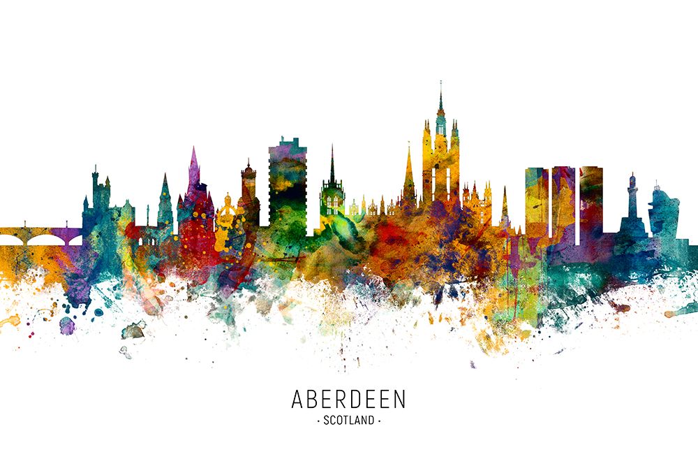 Aberdeen Scotland Skyline art print by Michael Tompsett for $57.95 CAD