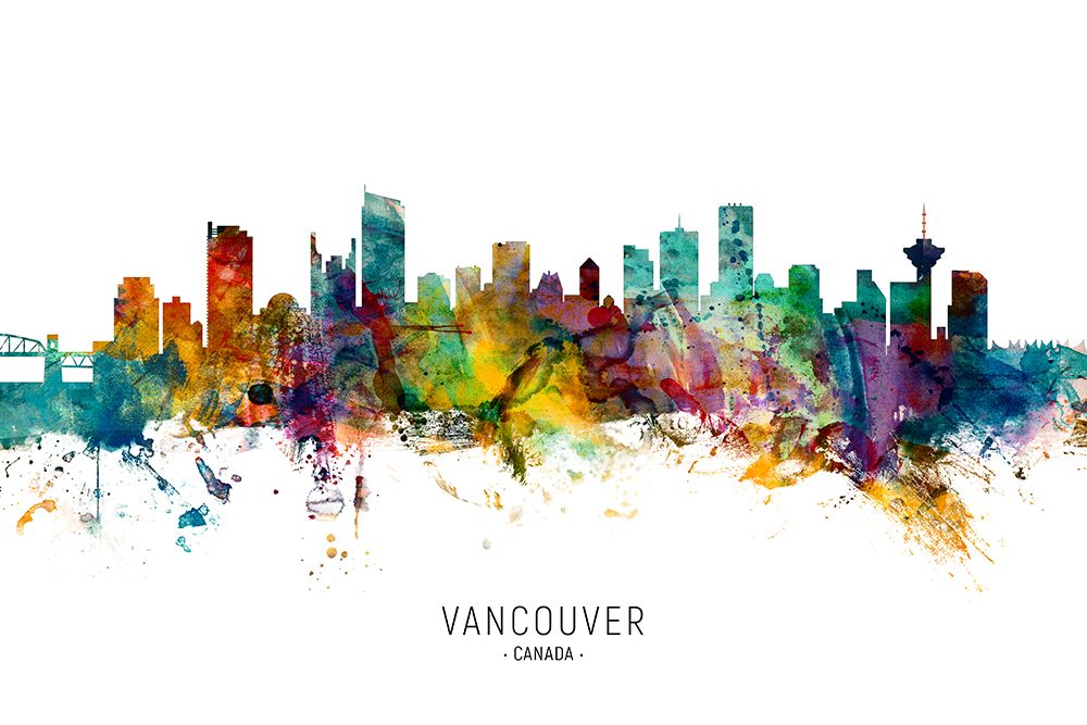 Vancouver Canada Skyline art print by Michael Tompsett for $57.95 CAD