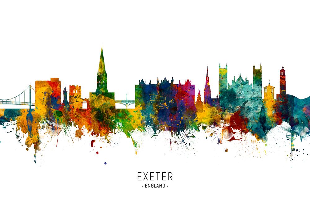 Exeter England Skyline art print by Michael Tompsett for $57.95 CAD
