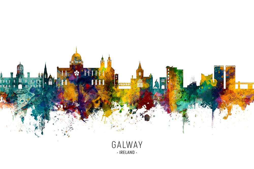 Galway Ireland Skyline art print by Michael Tompsett for $57.95 CAD