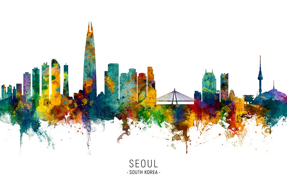 Seoul Skyline South Korea art print by Michael Tompsett for $57.95 CAD