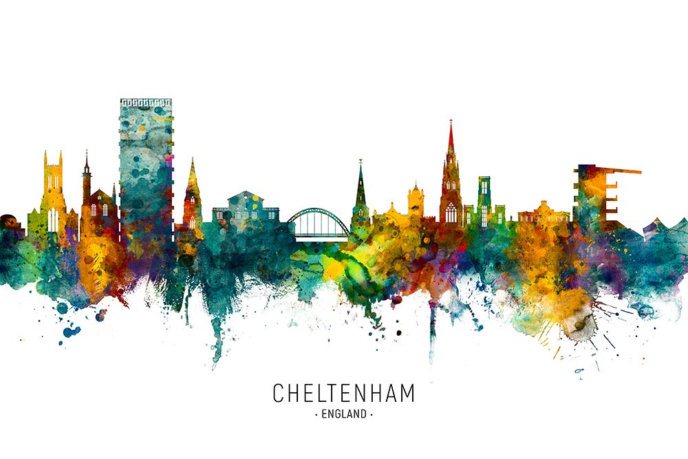 Cheltenham England Skyline art print by Michael Tompsett for $57.95 CAD