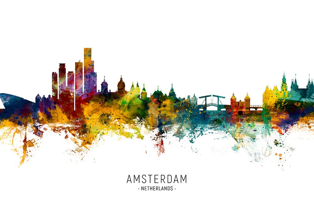 Amsterdam The Netherlands Skyline art print by Michael Tompsett for $57.95 CAD