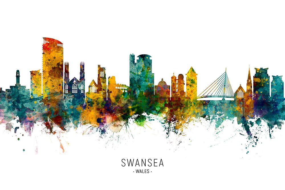 Swansea Wales Skyline art print by Michael Tompsett for $57.95 CAD