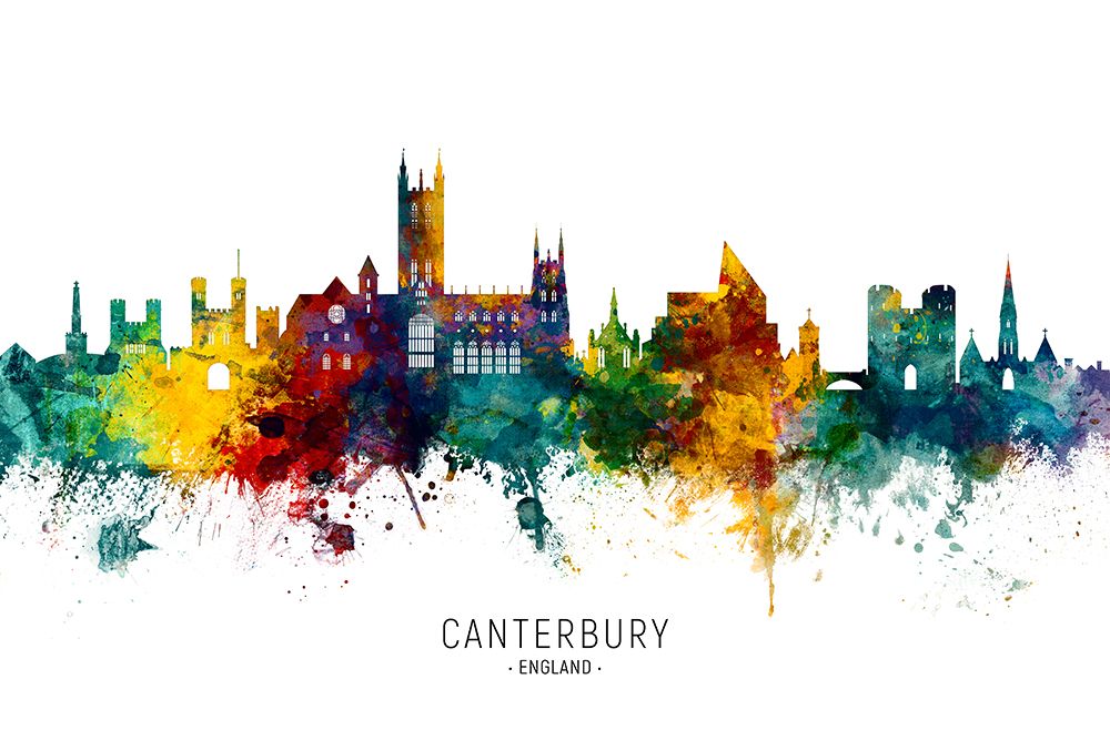 Canterbury England Skyline art print by Michael Tompsett for $57.95 CAD