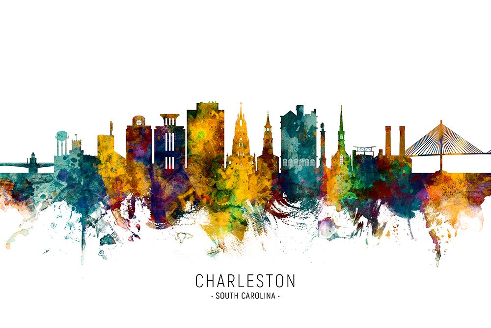 Charleston South Carolina Skyline art print by Michael Tompsett for $57.95 CAD