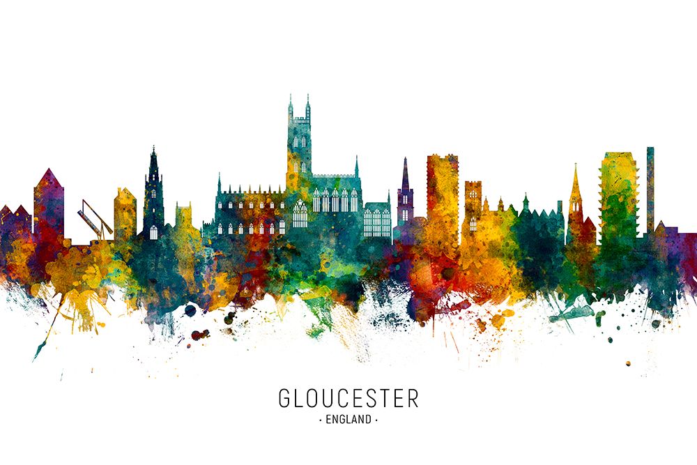 Gloucester England Skyline art print by Michael Tompsett for $57.95 CAD