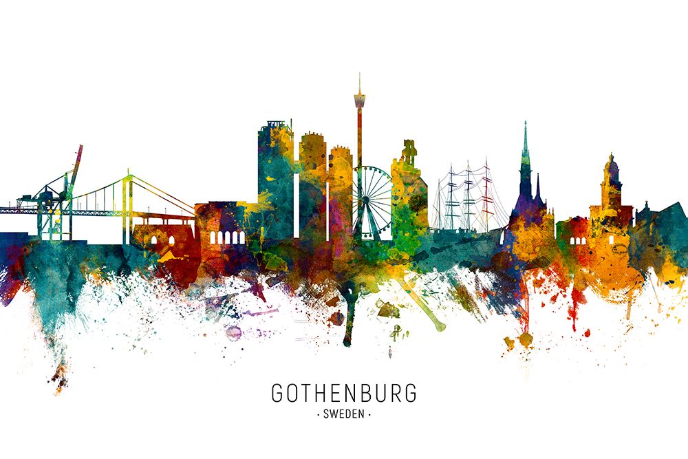 Gothenburg Sweden Skyline art print by Michael Tompsett for $57.95 CAD