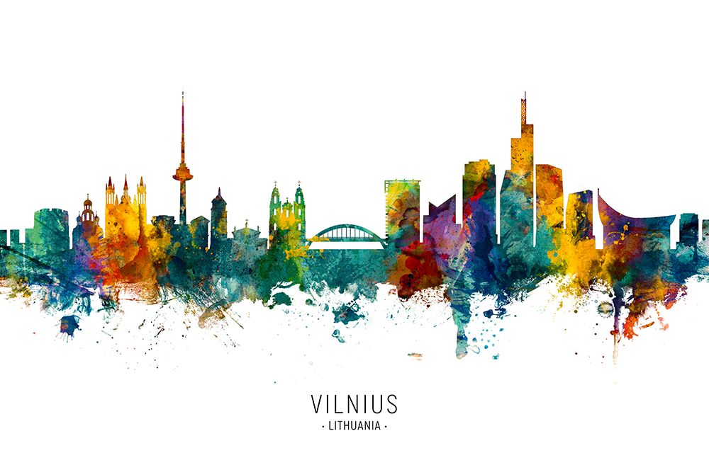 Vilnius Lithuania Skyline art print by Michael Tompsett for $57.95 CAD