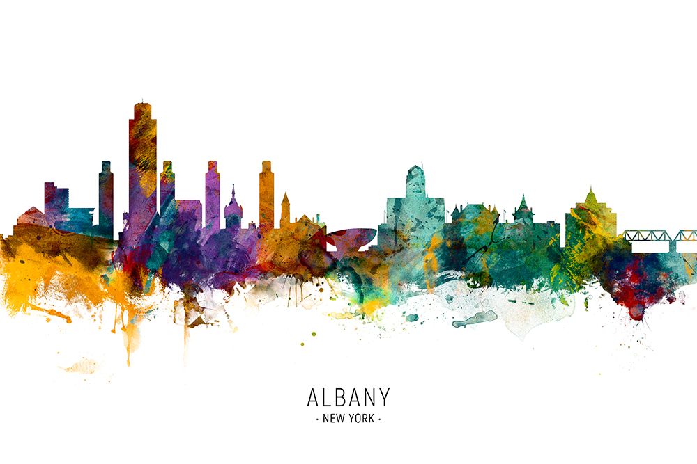 Albany New York Skyline art print by Michael Tompsett for $57.95 CAD