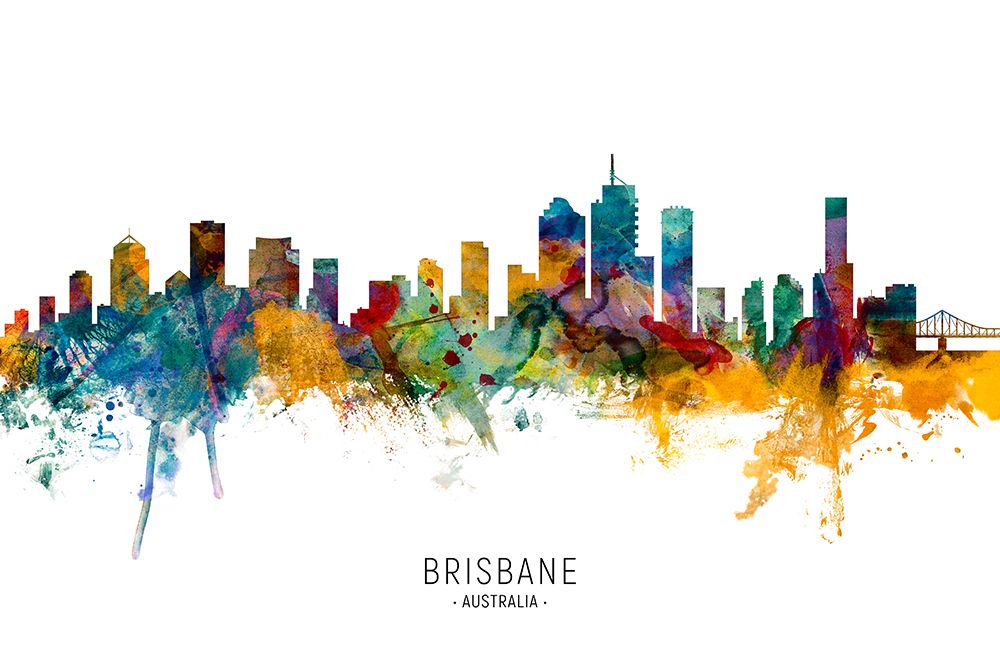 Brisbane Australia Skyline art print by Michael Tompsett for $57.95 CAD