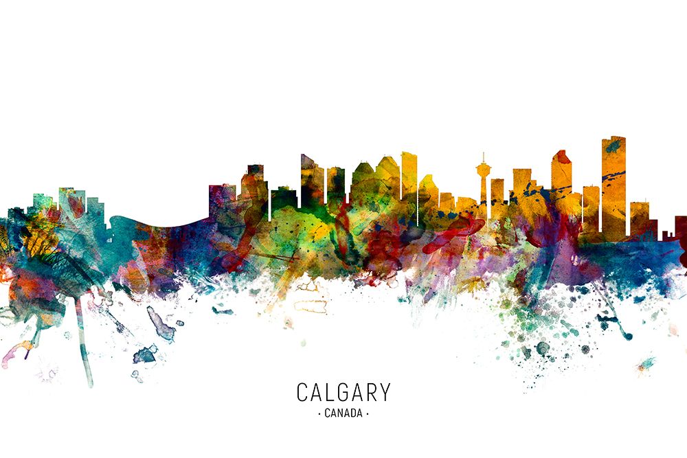 Calgary Canada Skyline art print by Michael Tompsett for $57.95 CAD