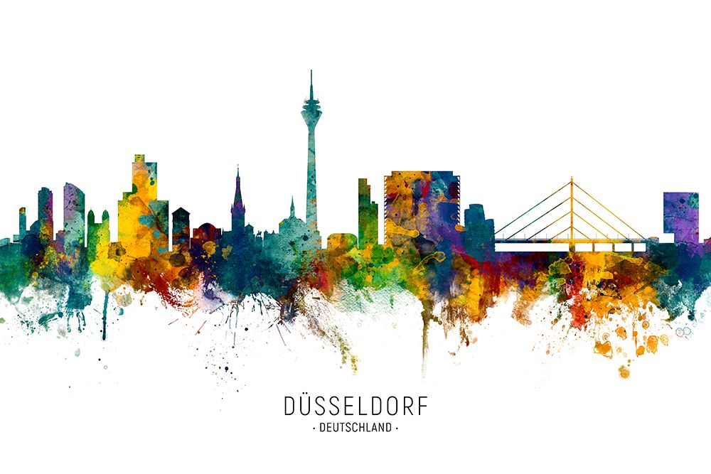 DAAndfrac14;sseldorf Germany Skyline art print by Michael Tompsett for $57.95 CAD