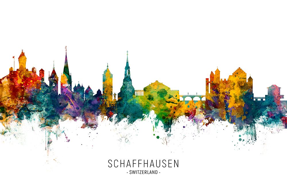 Schaffhausen Switzerland Skyline art print by Michael Tompsett for $57.95 CAD