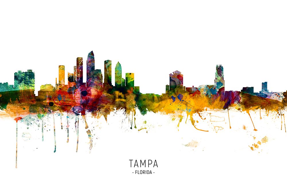 Tampa Florida Skyline art print by Michael Tompsett for $57.95 CAD