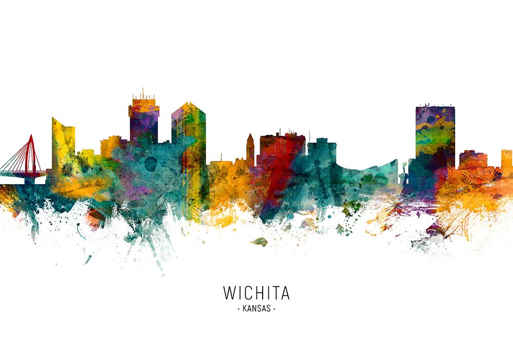 Wichita Kansas Skyline art print by Michael Tompsett for $57.95 CAD