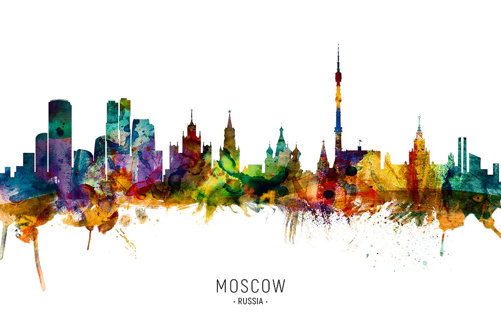 Moscow Russia Skyline art print by Michael Tompsett for $57.95 CAD