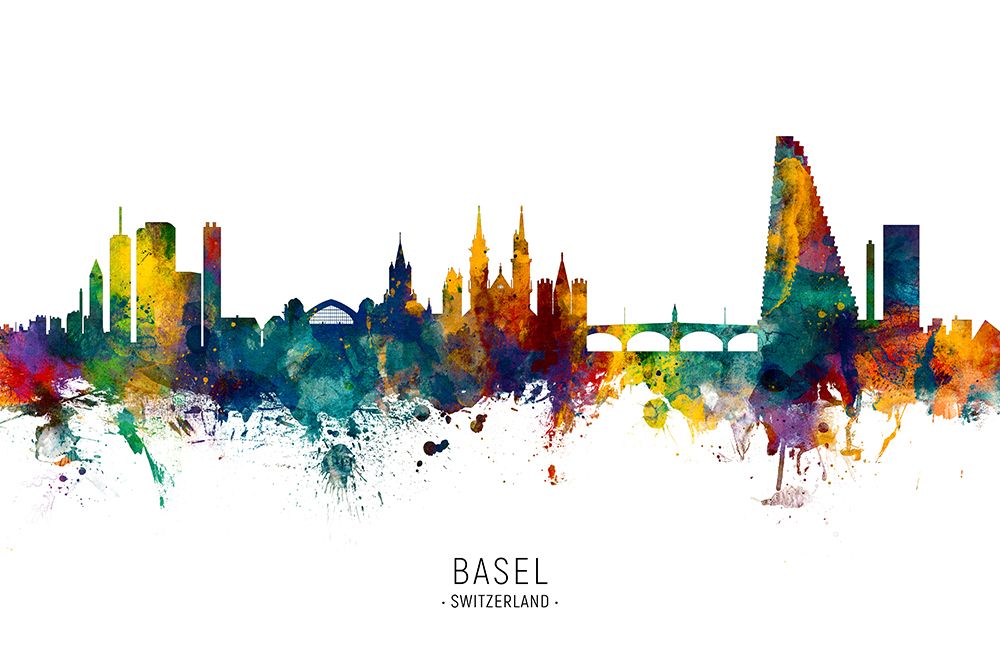 Basel Switzerland Skyline art print by Michael Tompsett for $57.95 CAD