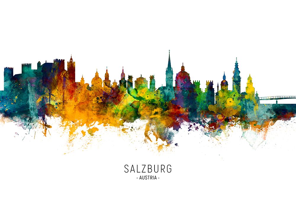 Salzburg Austria Skyline art print by Michael Tompsett for $57.95 CAD