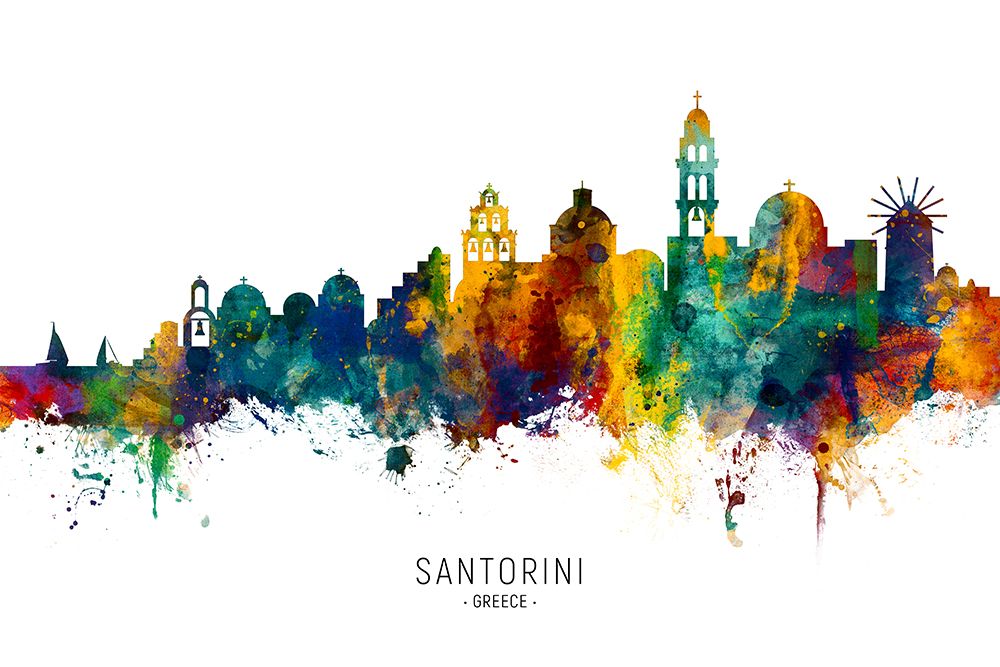 Santorini Skyline art print by Michael Tompsett for $57.95 CAD