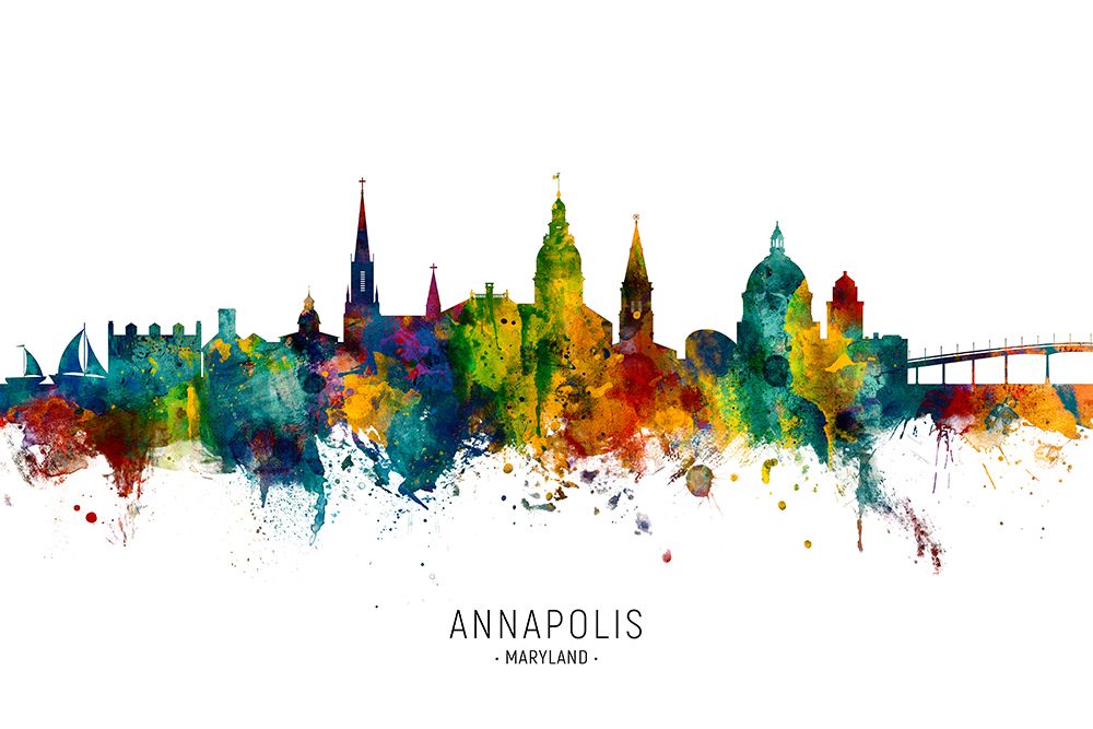 Annapolis Maryland Skyline art print by Michael Tompsett for $57.95 CAD