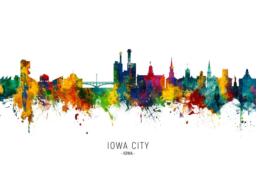 Iowa City Iowa Skyline art print by Michael Tompsett for $57.95 CAD