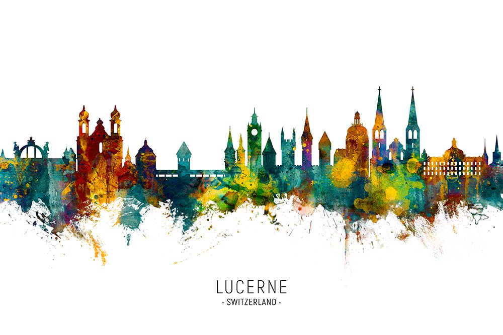 Lucerne Switzerland Luzern Skyline art print by Michael Tompsett for $57.95 CAD