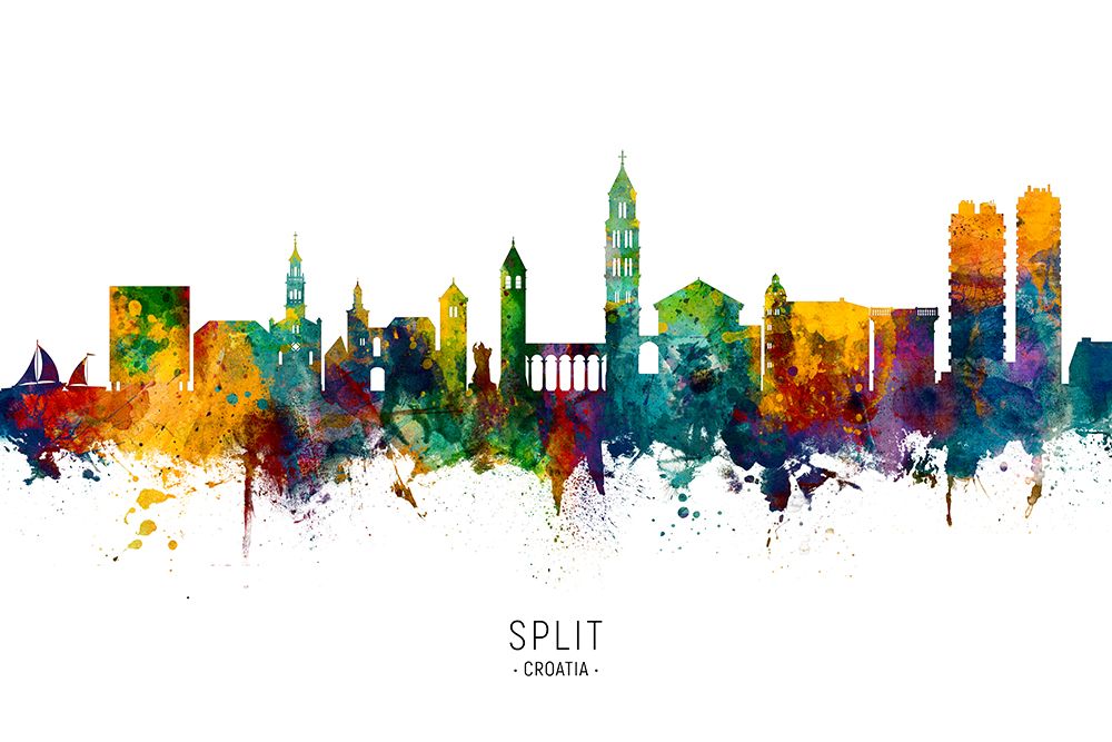 Split Croatia Skyline art print by Michael Tompsett for $57.95 CAD