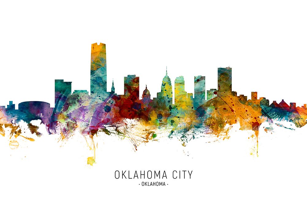 Oklahoma City Skyline art print by Michael Tompsett for $57.95 CAD