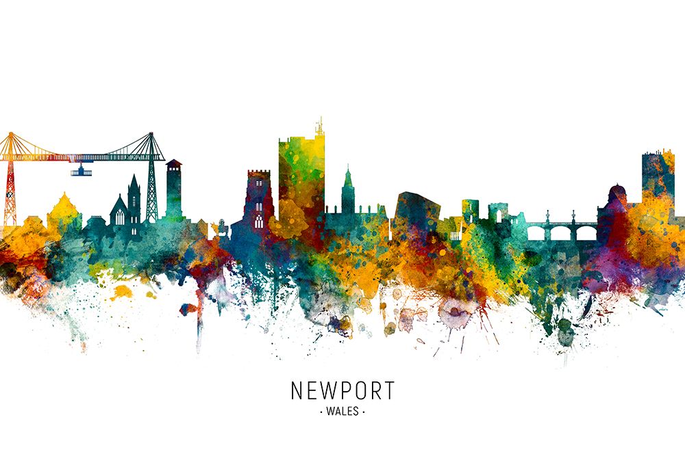 Newport Wales Skyline art print by Michael Tompsett for $57.95 CAD