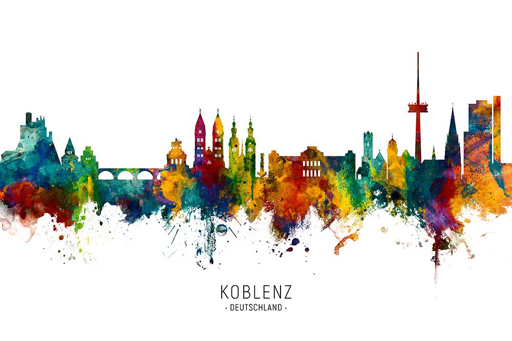 Koblenz Germany Skyline art print by Michael Tompsett for $57.95 CAD