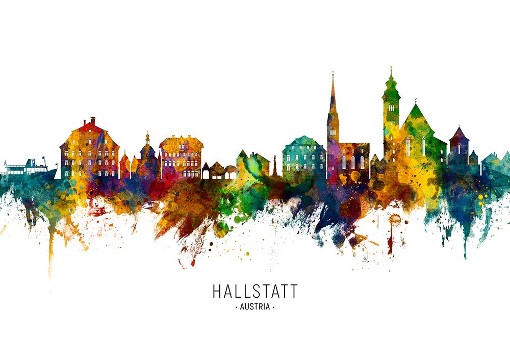 Hallstatt Austria Skyline art print by Michael Tompsett for $57.95 CAD